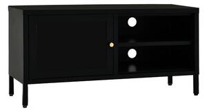 TV-bänk svart 90x30x44 cm stål och glas - Svart