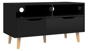 Tv-bänk svart högglans 90x40x48,5 cm spånskiva - Svart