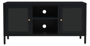 TV-bänk svart 105x35x52 cm stål och glas - Svart