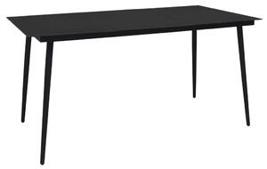 Trädgårdsbord svart 150x80x74 cm stål och glas