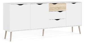 GLACIA Sideboard 40x196 cm Vit/Natur -