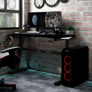 Gamingskrivbord LED med Z-formade ben svart 90x60x75 cm - Svart