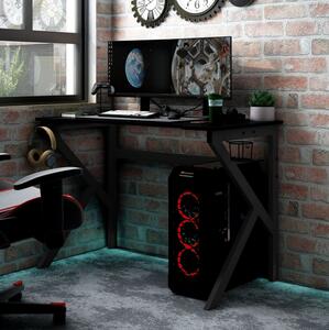 Gamingskrivbord med K-formade ben svart 90x60x75 cm - Svart