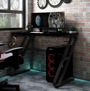 Gamingskrivbord med ZZ-formade ben svart 90x60x75 cm - Svart
