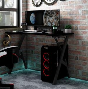 Gamingskrivbord med Y-formade ben svart 110x60x75 cm - Svart