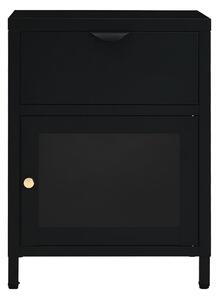 Sängbord svart 40x30x54,5 cm stål och glas - Svart