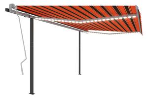 Automatisk markis med vindsensor & LED 4x3 m orange/brun - Orange