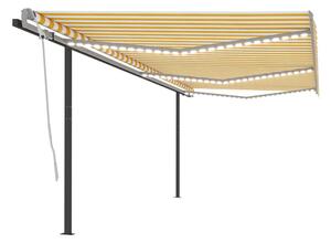Automatisk markis med vindsensor &amp LED 6x3,5 m gul och vit - Gul