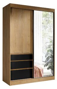 JA cmEL Garderob med Spegel 140x216x65 cm Svart -