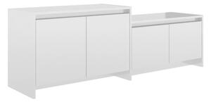 TV-bänk vit högglans 146,5x35x50 cm spånskiva - Vit