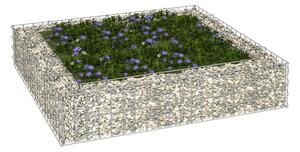 Planteringsgabion upphöjd galvaniserat stål 100x100x20 cm - Silver