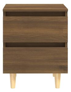 Sängbord med massiva träben brun ek 40x35x50 cm - Brun