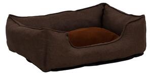 Hundbädd brun 85,5x70x23 cm fleece med linnelook - Brun