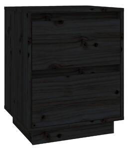 Sängbord 2 st svart 40x35x50 cm massiv furu - Svart