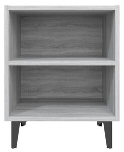 Sängbord med metallben grå sonoma 40x30x50 cm - Grå