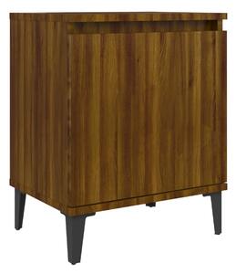 Sängbord med metallben brun ek 40x30x50 cm - Brun