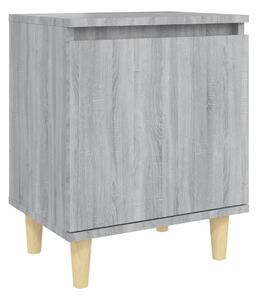 Sängbord med massiva träben grå sonoma 40x30x50 cm - Grå