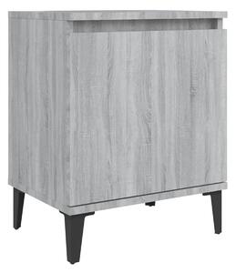 Sängbord med metallben 2 st grå sonoma 40x30x50 cm - Grå
