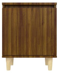 Sängbord med ben i massivt trä 2 st brun ek 40x30x50 cm - Brun