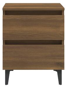 Sängbord med metallben brun ek 40x35x50 cm - Brun