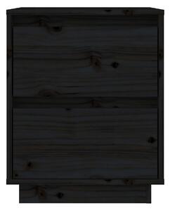 Sängbord svart 40x35x50 cm massiv furu - Svart