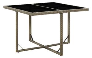 Trädgårdsbord grå 109x107x74 cm konstrotting och glas - Grå