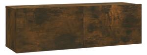 Tv-bänk för vägg rökfärgad ek 100x30x30 cm konstruerat trä - Brun