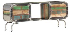 Tv-bänk flerfärgad 110x30x42 cm massivt återvunnet trä - Flerfärgsdesign