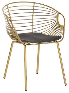 Set med 2 matstolar Guld Metalltråd Design konstläder Svart sittdyna Glam Industrial Modern Beliani