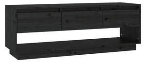 Tv-bänk svart 110,5x34x40 cm massiv furu - Svart