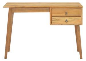 Skrivbord med 2 lådor 110x52x75 cm massivt teak - Brun