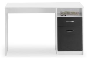 VANORA Skrivbord 123 cm med Förvaring Hylla+Låda+Skåp Vit/Sv -