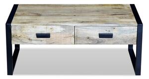 Soffbord med 2 lådor massivt mangoträ 100x60x40 cm - Brun