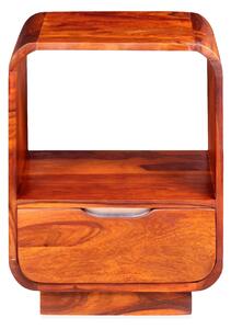 Sängbord med låda i massivt sheshamträ 40x30x50 cm - Brun