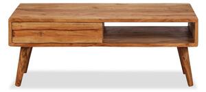 Soffbord med snidad låda massivt trä 100x50x40 cm - Brun