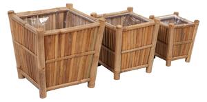 Blomlådor 3 st bambu med nylonfoder - Brun