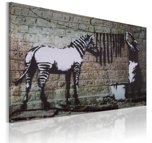 Tavla Zebra Tvätt Banksy 60X40 Vit Street art - Artgeist sp. z o. o