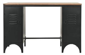 Skrivbord massivt furuträ och stål 120x50x76 cm - Svart