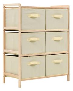 Förvaringshylla med 6 tygkorgar cedarträ beige - Beige