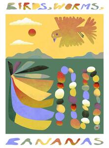 Paper Collective - Poster By Imogen Crossland / Paper Collection - Affisch - Birds, Worms, Bananas - 50x70 cm