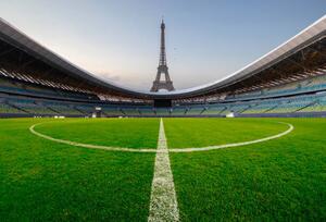 Fotografi soccer field and Eiffel tower, lupengyu