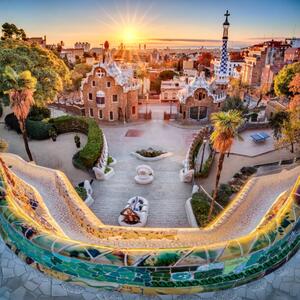 Fotografi Park Guell at golden hour. Barcelona, Spain, Eloi_Omella