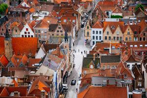 Fotografi Bruges from above with Red Roofs., Andrey Danilovich