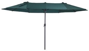 Mörkgrönt Dubbelt Parasoll med Stativ 460x270 cm