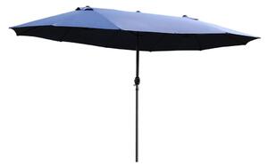 Blå Dubbelt Parasol för Uteplats med Handvev