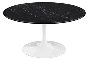 Knoll - Saarinen Round Table - Soffbord, Vitt underrede, skiva i glansig svart Marquina marmor, H: 38, Ø 91 - Soffbord - Eero Saarinen - Svart,Vit - Metall/Sten