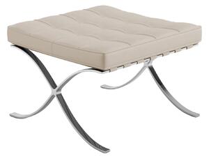 Knoll - Barcelona Stool, Läder: Kat. W Velluto Pelle - VP04 - Vit - Pallar - Ludwig Mies van der Rohe - Vit - Läder/Metall/Syntetiskt/Skum