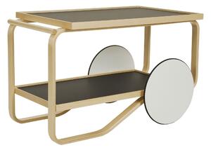 Artek - Serveringsvagn 901, Svarta linoleum hyllor - Serveringsvagnar - Alvar Aalto - Svart - Trä/Plast