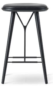 Fredericia Furniture - Spine Wood Base Stool, Svartlackerad, Svart metall, Lädergrupp 0, 38 Black - Barstolar - Space Copenhagen - Svart - Läder/Trä