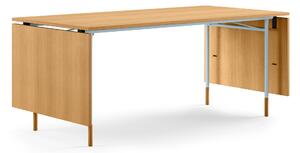House of Finn Juhl - Nyhavn Dining bord, With Extensions, Top: Dark oiled oak, Base: Light Blue Steel - Matbord - Finn Juhl - Träfärgad,Blå - Metall/Trä